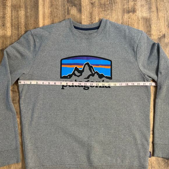 Patagonia Fitz Roy Horizons Uprisal Crew Sweatshirt Gray Logo Hike Unisex Medium - Picture 7 of 11